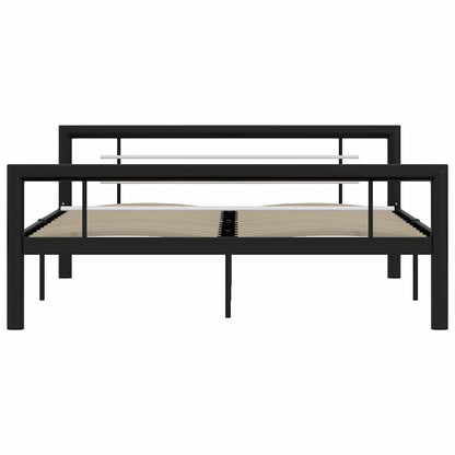 Bed Frame without Mattress Black and White Metal 140x200 cm