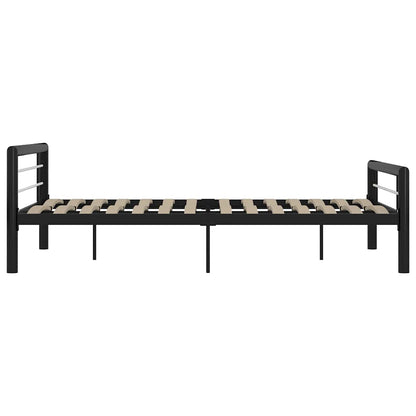 Bed Frame without Mattress Black and White Metal 140x200 cm