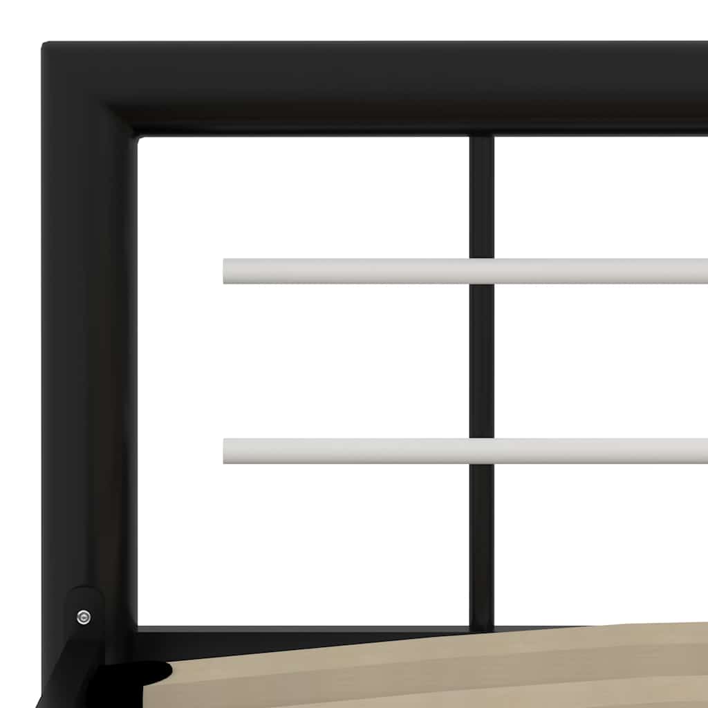 Bed Frame without Mattress Black and White Metal 140x200 cm
