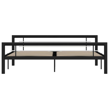 Bed Frame without Mattress Black and White Metal 180x200 cm Super King