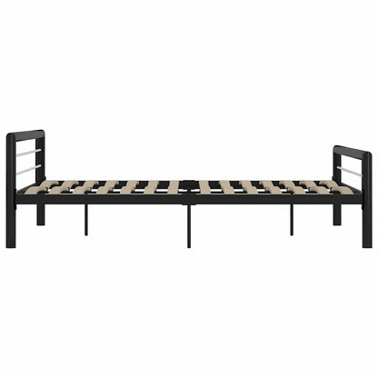 Bed Frame without Mattress Black and White Metal 180x200 cm Super King