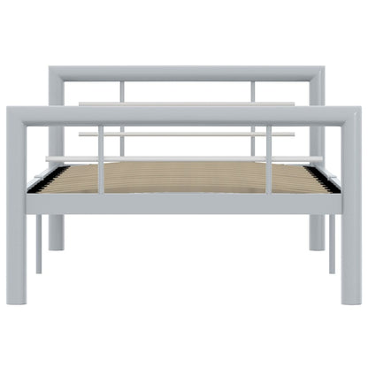Bed Frame without Mattress Grey and White Metal 90x200 cm