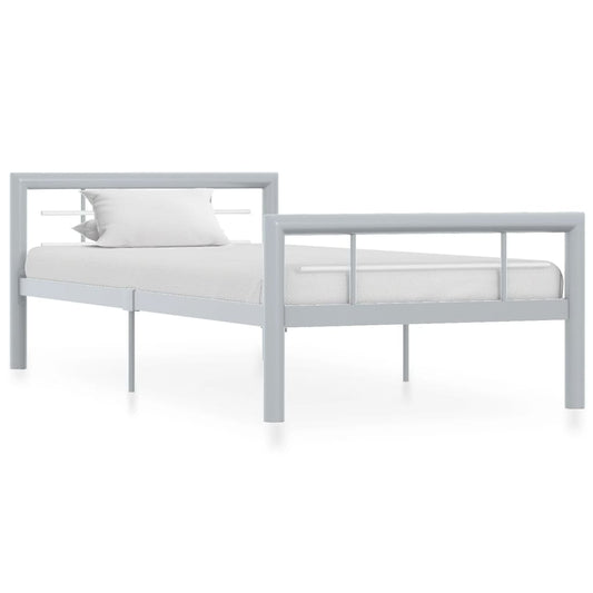 Bed Frame | Grey and White | Metal | Single | Durable | Bed Frame