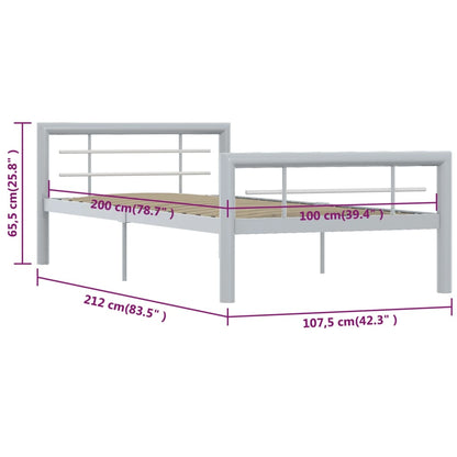 Bed Frame | Grey and White | Metal | Single | Durable | Bed Frame