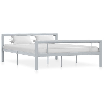Bed Frame without Mattress Grey and White Metal 160x200 cm
