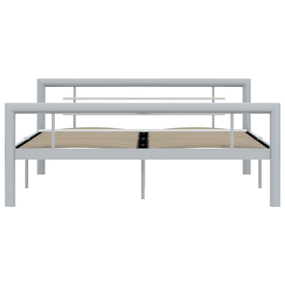 Bed Frame without Mattress Grey and White Metal 160x200 cm