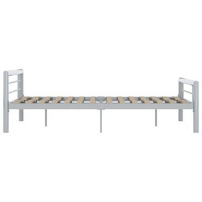Bed Frame without Mattress Grey and White Metal 160x200 cm