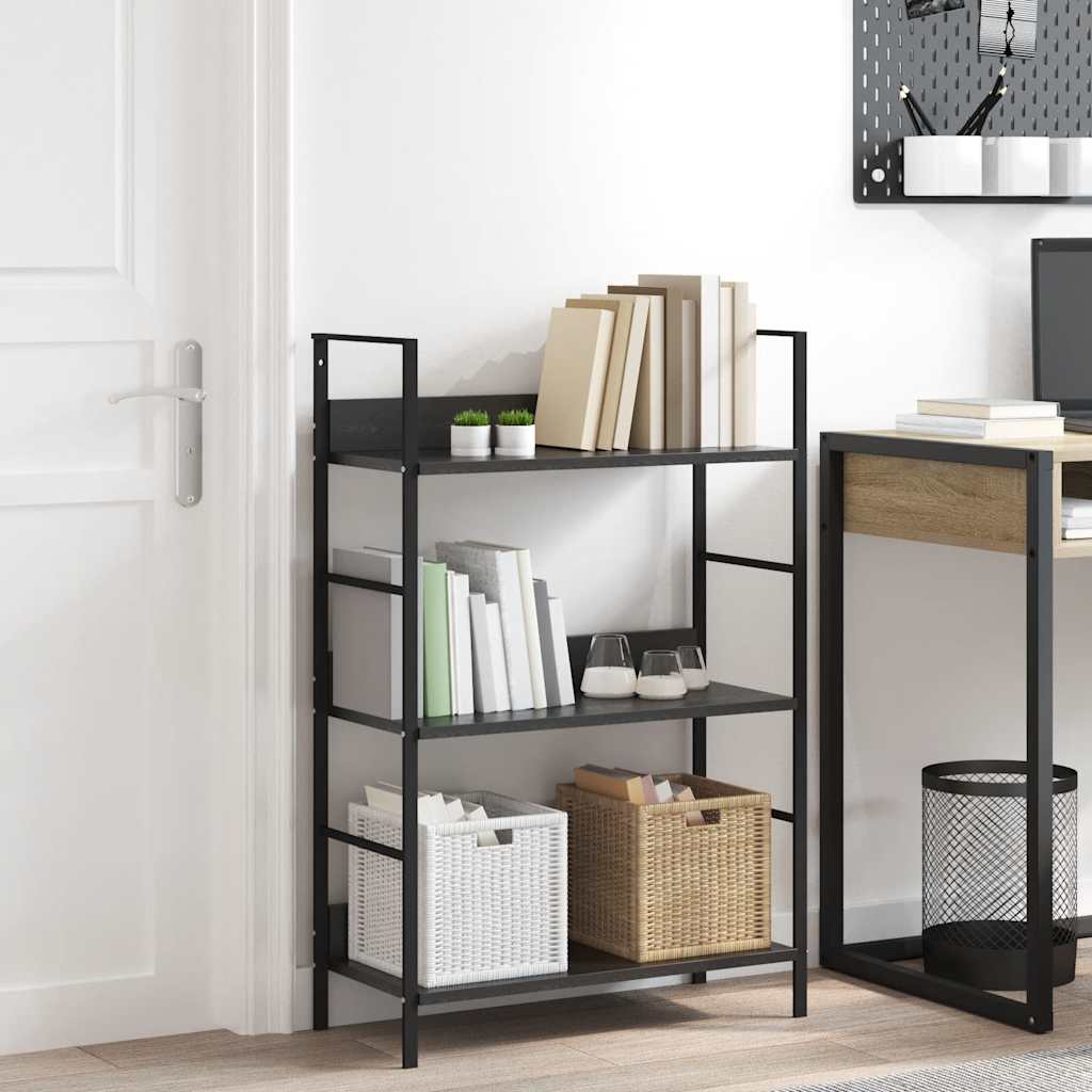 3-Layer Book Shelf Black 60x27.6x90.5 cm Engineered Wood