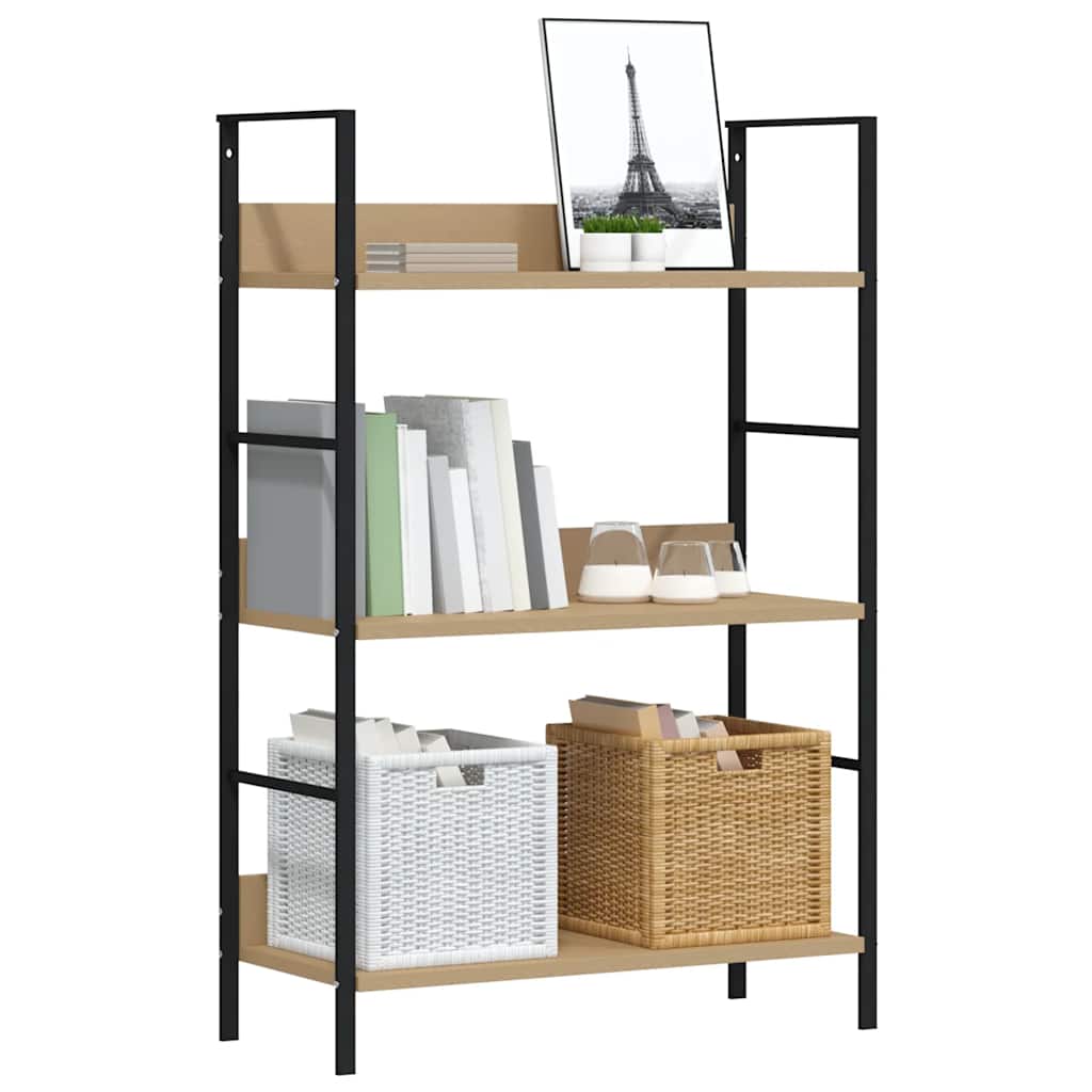 3-Layer Book Shelf Oak 60x27.6x90.5 cm Engineered Wood