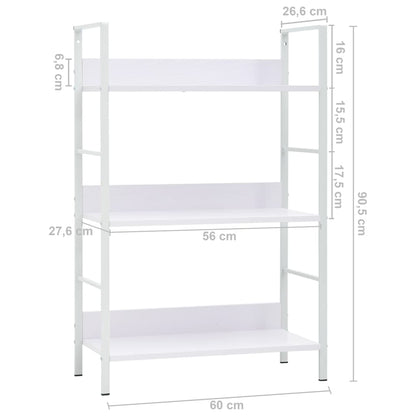 3-Layer Book Shelf White 60x27.6x90.5 cm Engineered Wood