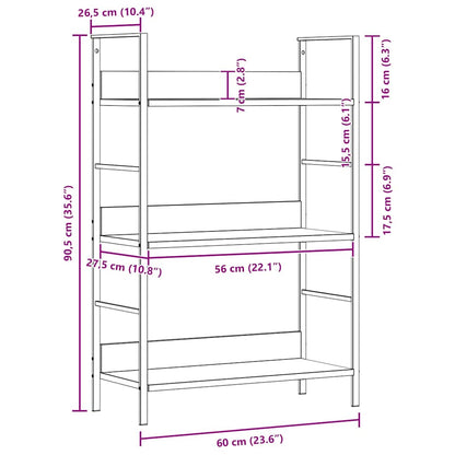 288220 vidaXL 3-Layer Book Shelf White 60x27,6x90,5 cm Engineered Wood