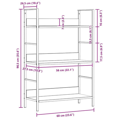 3-Layer Book Shelf White 60x27.6x90.5 cm Engineered Wood