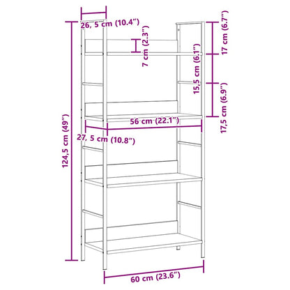 4-Layer Book Shelf Black 60x27.6x124.5 cm Engineered Wood
