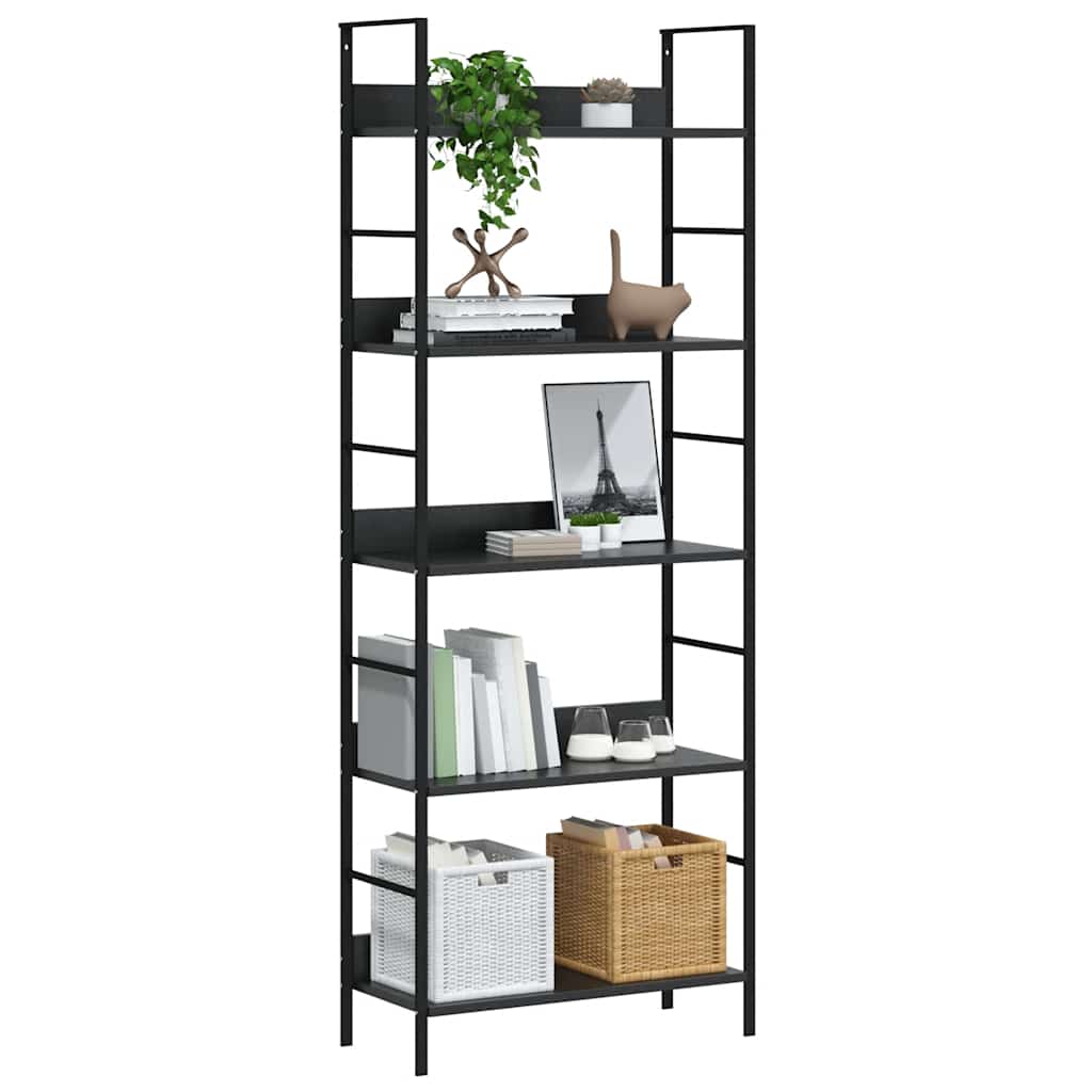 5-Layer Book Shelf Black 60x27.6x158.5 cm Engineered Wood