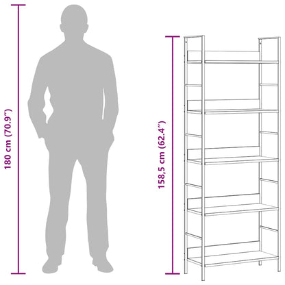 5-Layer Book Shelf Black 60x27.6x158.5 cm Engineered Wood