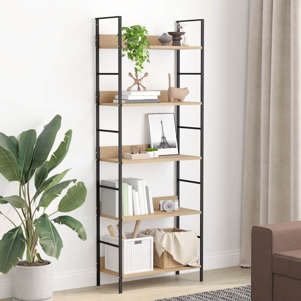 288227 vidaXL 5-Layer Book Shelf Oak 60x27,6x158,5 cm Engineered Wood