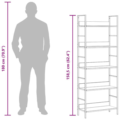 288228 vidaXL 5-Layer Book Shelf White 60x27,6x158,5 cm Engineered Wood