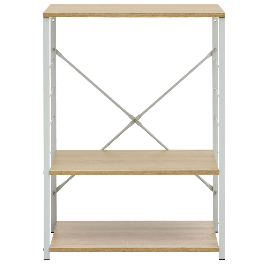 Microwave Cabinet White and Oak 60x39.6x79.5 cm Engineered Wood