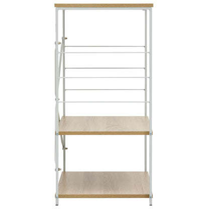 Microwave Cabinet White and Oak 60x39.6x79.5 cm Engineered Wood