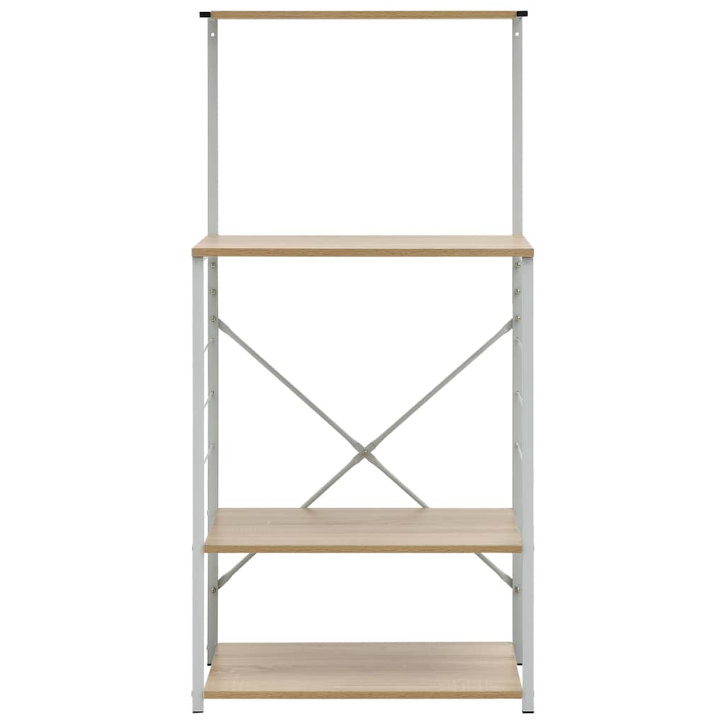 Microwave Cabinet White and Oak 60x39.6x123 cm Engineered Wood