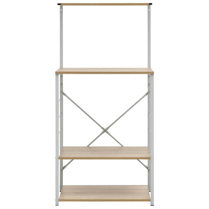 Microwave Cabinet White and Oak 60x39.6x123 cm Engineered Wood