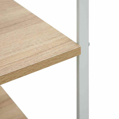 Microwave Cabinet White and Oak 60x39.6x123 cm Engineered Wood