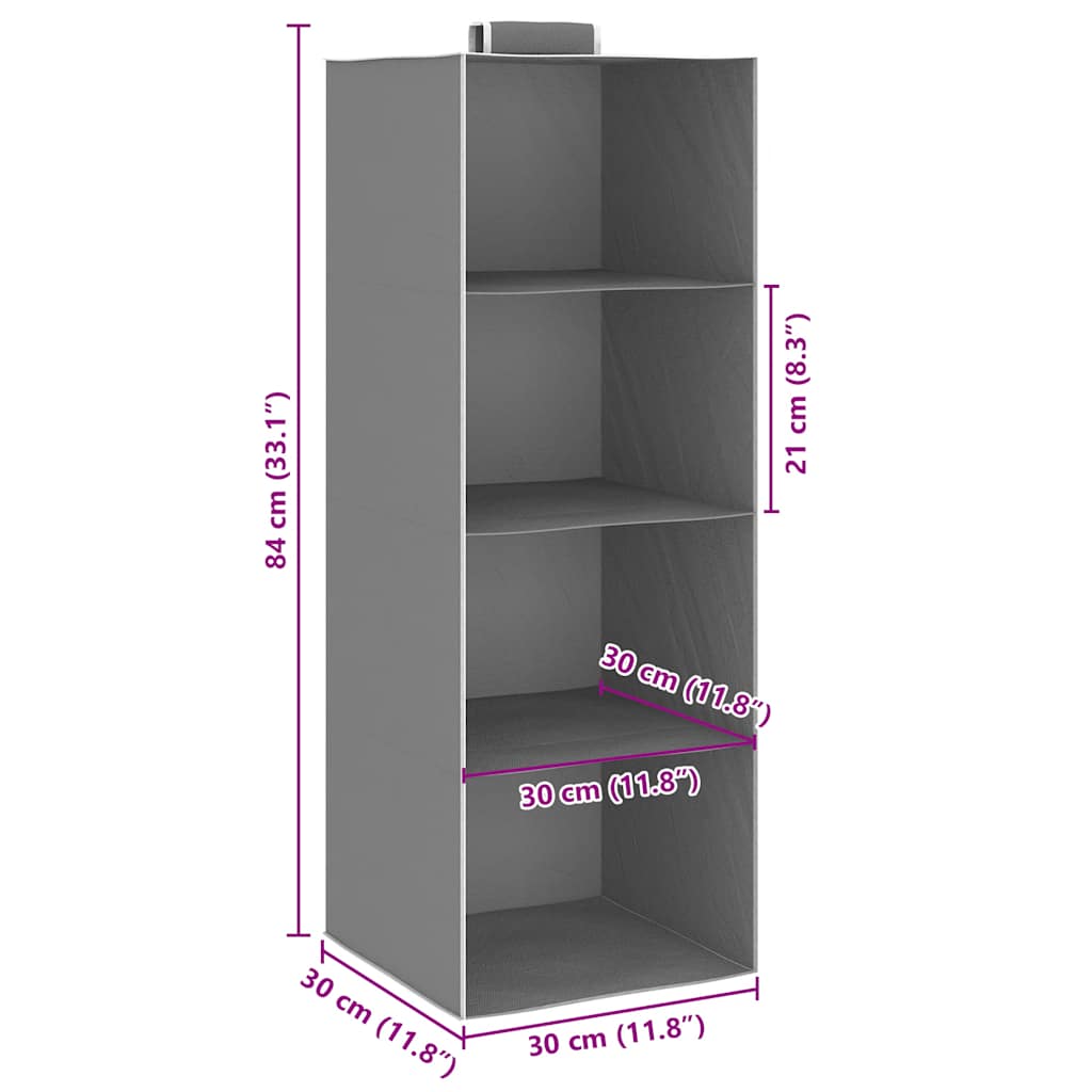 Hanging Closet Organisers 2 pcs with 4 Shelves Fabric
