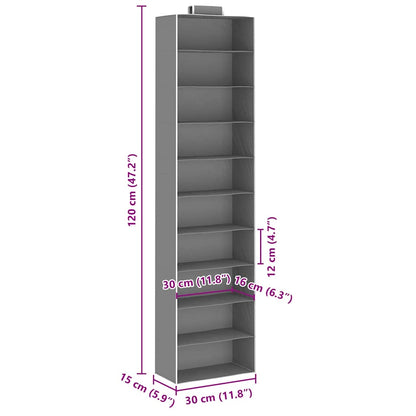 Hanging Closet Organisers 2 pcs with 10 Shelves Fabric
