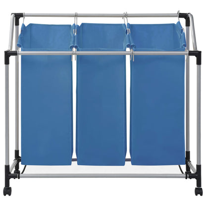 Laundry Sorter with 3 Bags Blue Steel