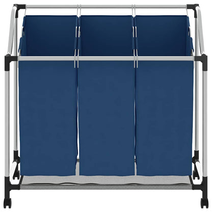 Laundry Sorter with 3 Bags Blue Steel