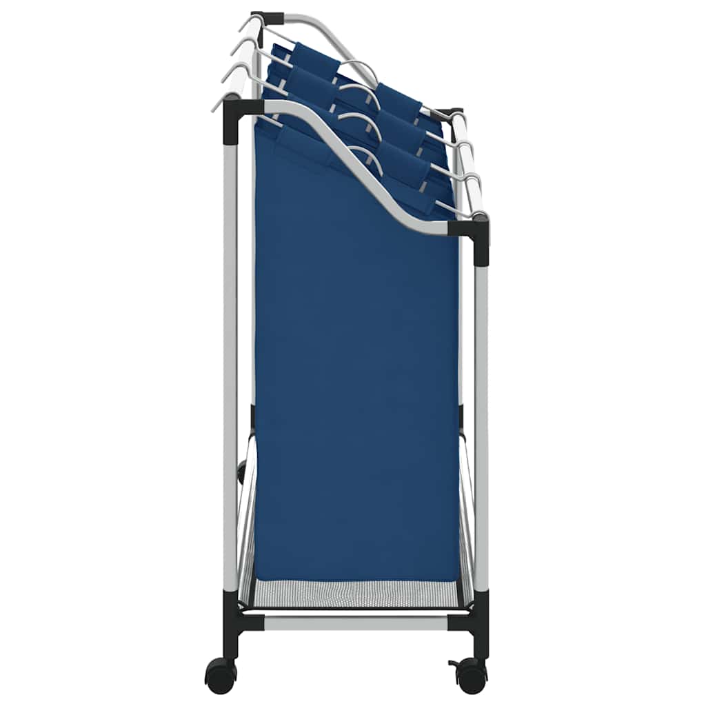 Laundry Sorter with 3 Bags Blue Steel