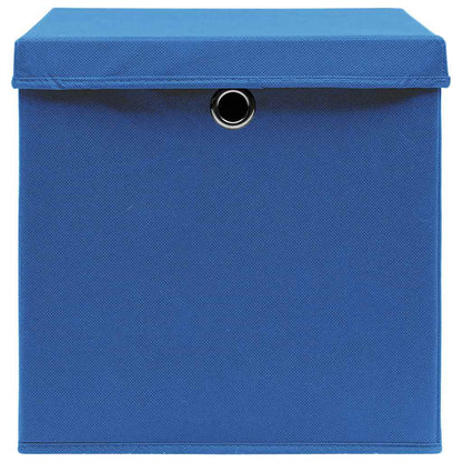 Storage Boxes with Lids 4 pcs Blue 32x32x32 cm Fabric
