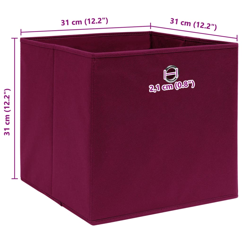 Storage Boxes 4 pcs Dark Red 32x32x32 cm Fabric