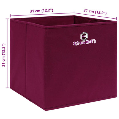 Storage Boxes 4 pcs Dark Red 32x32x32 cm Fabric