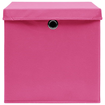 Storage Boxes with Lids 4 pcs Pink 32x32x32 cm Fabric