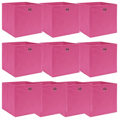 Storage Boxes 10 pcs Pink 32x32x32 cm Fabric