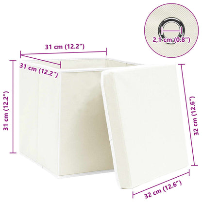 Storage Boxes with Lids 4 pcs White 32x32x32 cm Fabric