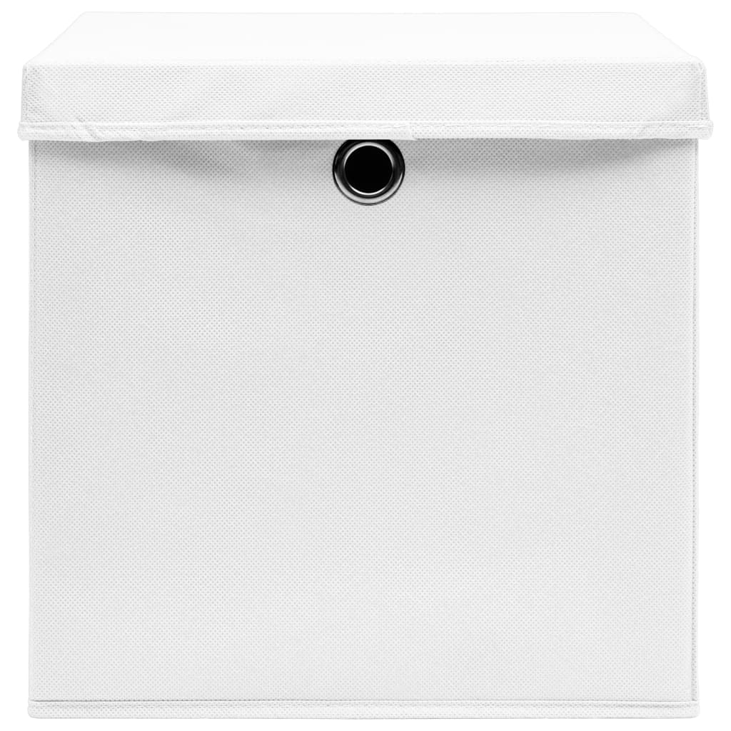 Storage Boxes with Lids 10 pcs White 32x32x32 cm Fabric