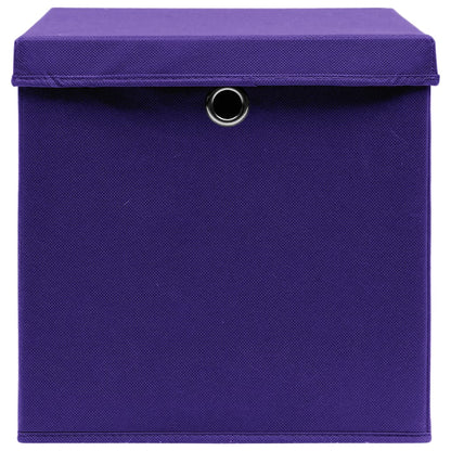 Storage Boxes with Lids 4 pcs Purple 32x32x32 cm Fabric