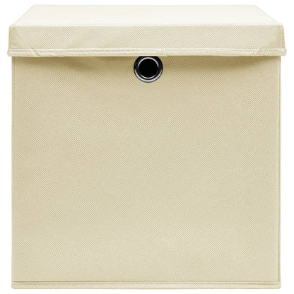 Storage Boxes with Lid 10 pcs Cream 32x32x32 cm Fabric