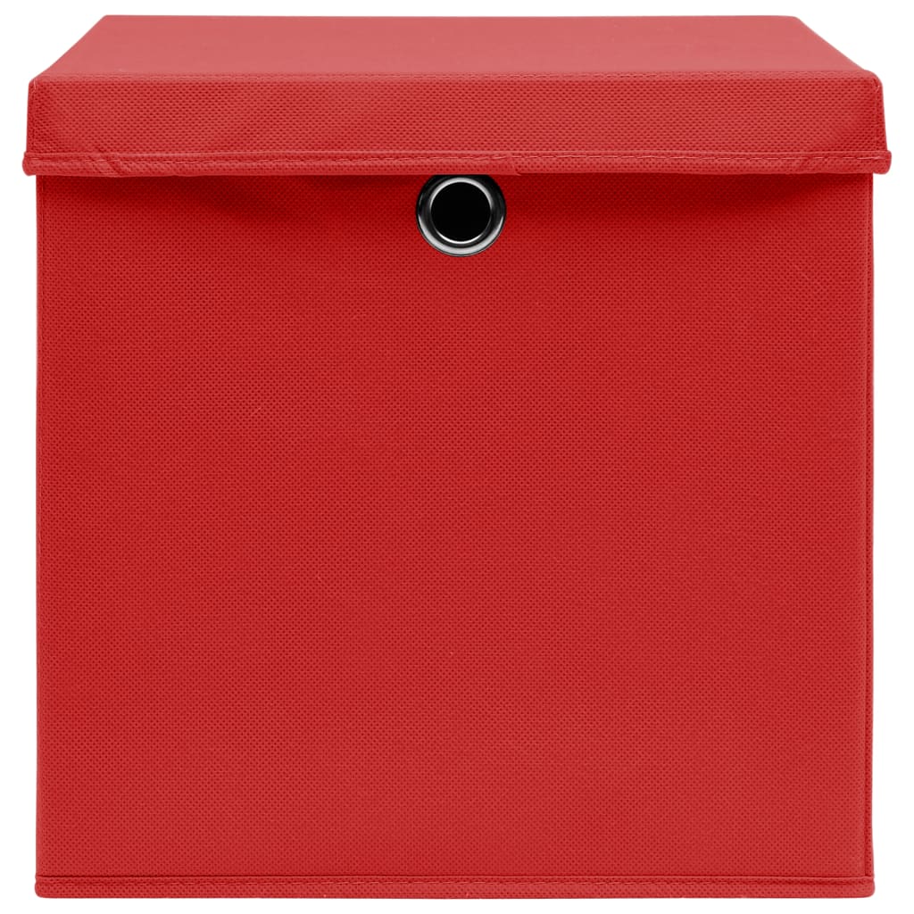 Storage Boxes with Lids 4 pcs Red 32x32x32 cm Fabric