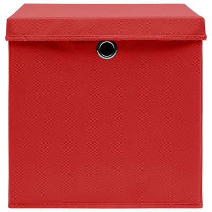 Storage Boxes with Lids 4 pcs Red 32x32x32 cm Fabric