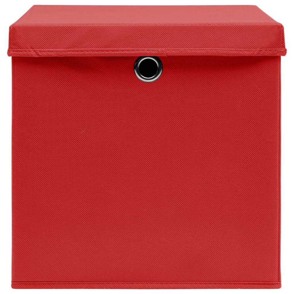 Storage Boxes with Lids 10 pcs Red 32x32x32 cm Fabric