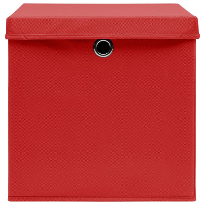 Storage Boxes with Lids 10 pcs Red 32x32x32 cm Fabric
