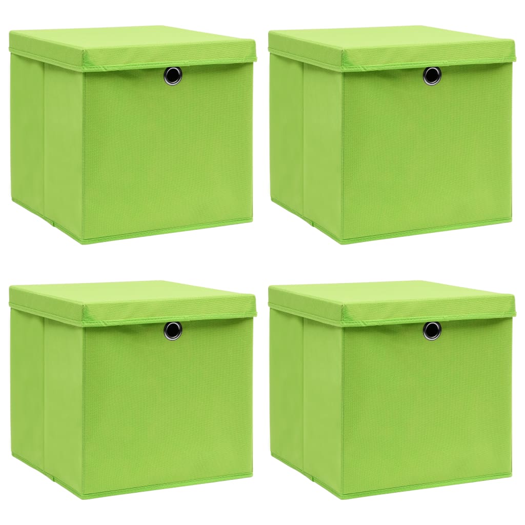 Storage Boxes with Lids 4 pcs Green 32x32x32 cm Fabric