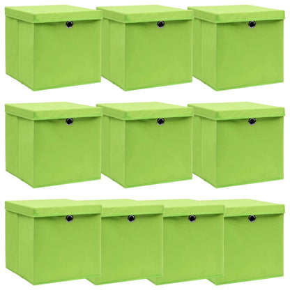 Storage Box | Set of 10 | Green | Non-woven fabric (100% polyester)