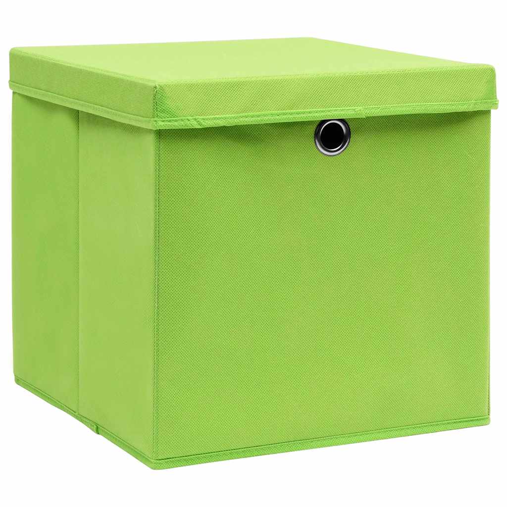 Storage Box | Set of 10 | Green | Non-woven fabric (100% polyester)