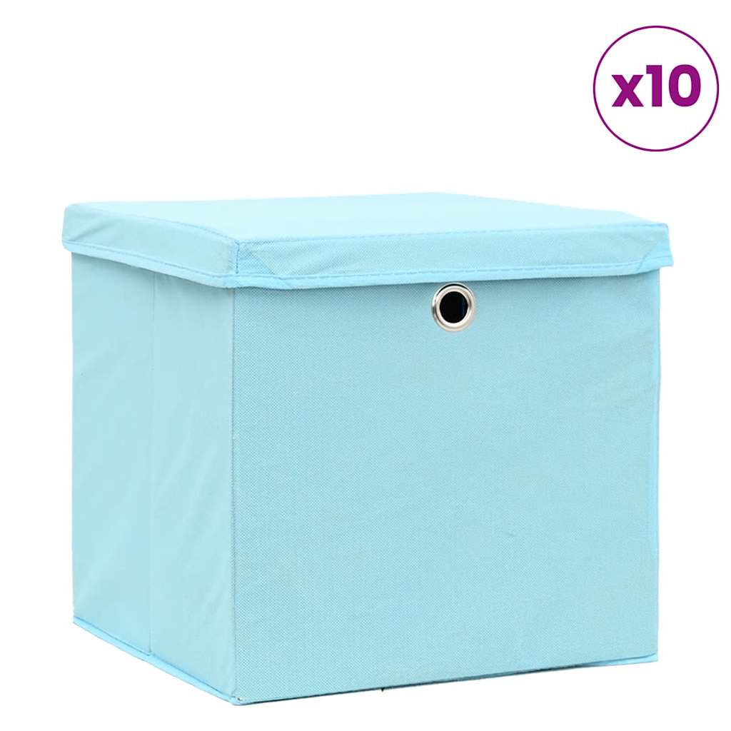Storage Box | Set of 10 | Baby Blue | Non-woven fabric (100% polyester)