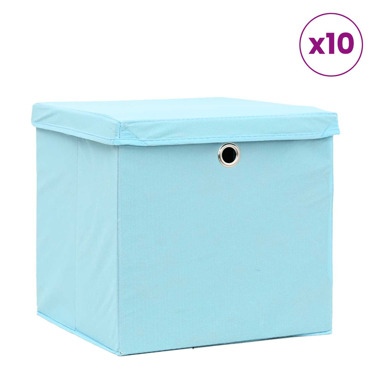 Storage Boxes with Lids 10 pcs Baby Blue 32x32x32 cm Fabric