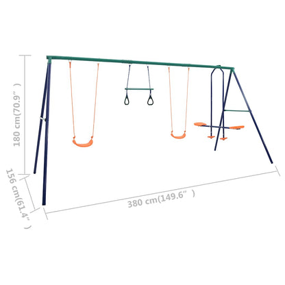 92315 vidaXL Swing Set with Gymnastic Rings and 4 Seats Steel